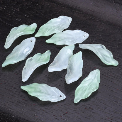 Lot de 10 pétales longs en forme de feuille, 34 x 12 mm, perles en verre de cristal faites à la main, pour la fabrication de bijoux, loisirs créatifs