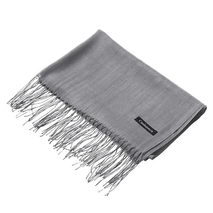 Écharpe tendance pour femme, couleur unie, hijab d'hiver, pompons, long châle, style cachemire, pashmina, bandana