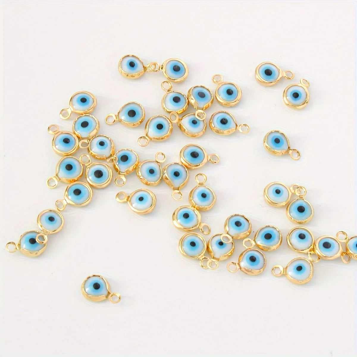 Lot de 40 pendentifs œil en verre transparent pour fabrication de bracelets, chaînes de pied, de taille et de colliers