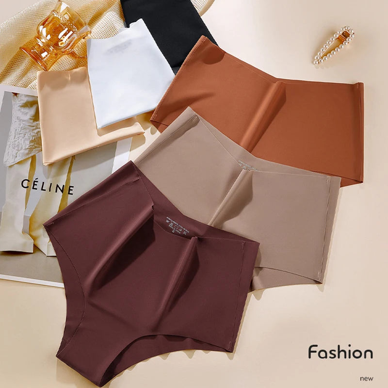 High Quality Ice Silk Cotton Crotch Panties High Waist V-Shape Comfortable Breathable Triangle Panty