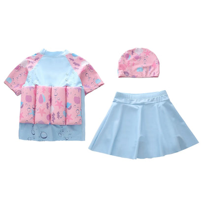 Ircomll New Kids Floatation Swimsuits Toddler Girl's 3 Piece Swimsuits Children Princess Buoyancy Swimwear Kids Beach Swimsuit