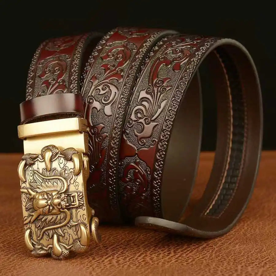 Genuine leather belts men's belt, personalized punk fashion, carved high-end fashion luxury brand belts for women