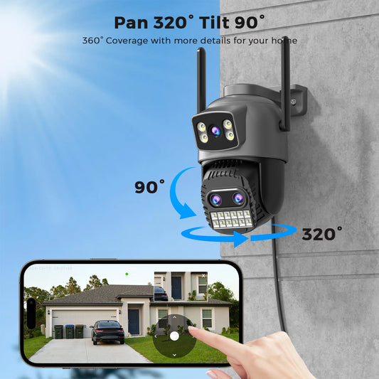 Caméra de surveillance extérieure Wi-Fi BESDER 12 MP, double écran, zoom numérique x10, PTZ, 15 MP, O-Kam Pro