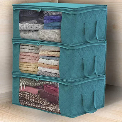 Foldable Home Closet Storage Bag Clothes Quilt Blanket Zipper Organizer Box Large Capacity Non-woven Storage Boxes 49×36×21cm