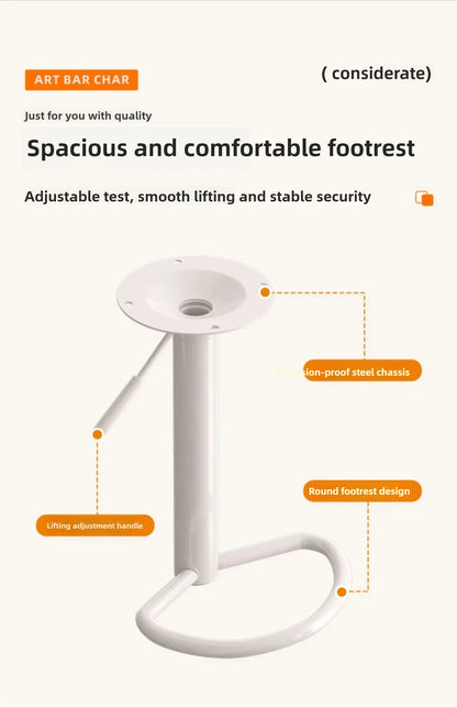 Minimalist Modern Home Elevated Foot Stool Adjustable Backrest Seat Creamy Milk Tea Shop Dining Stool Kitchen Island Seat