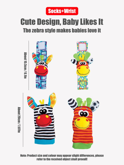 Baby Early Sensory Toys Cartoon Wrist Ring Socks Bed wrapping, bed hanging, soothing cloth toy, sleep soothing towel Baby Rattle