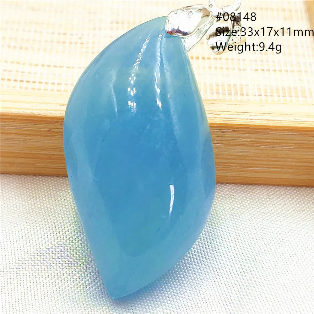 Natural Blue Aquamarine Pendant Clear Water Drop Women Men Brazil Aquamarine Crystal Necklace Jewelry AAAAA
