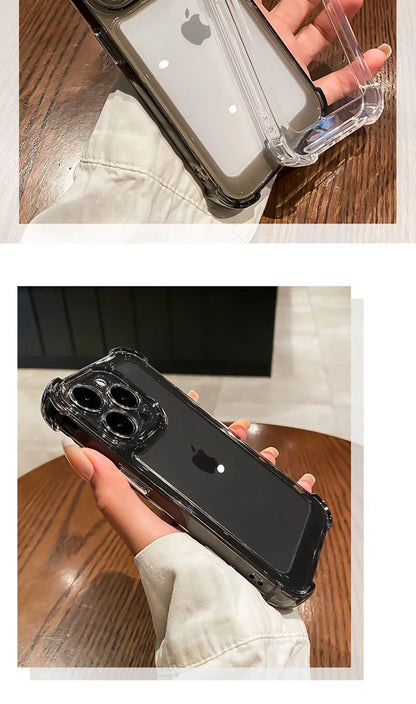 Luxury Clear Shockproof Phone Case For iPhone 15 14 13 12 11 Pro Max X XR XS Max 7 8 15 Plus Transparent Bumper Soft Cases Cover