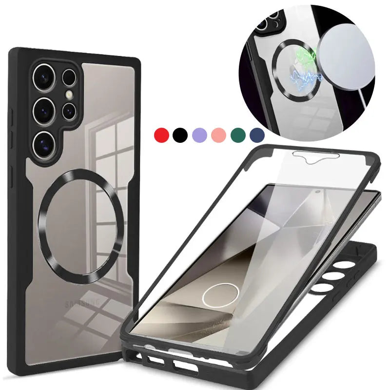 360 Full Cover Screen Protection Film Case for Samsung Galaxy S24 Ultra S23 Plus S22 Magsafe Magnetic Clear Hard Back Cover
