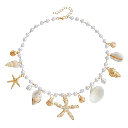 Chaîne de taille bohème d'été, pendentif en forme d'étoile de mer, coquillage, lien de taille ajouré, chaîne de corps pour bikini de plage pour femmes