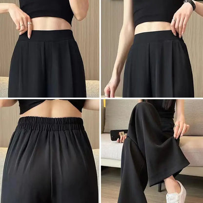 Loose Pants Stylish Women's Wide Leg Pants with Pockets for Office Wear Casual Outfits Solid Color High Waist Relaxed Fit