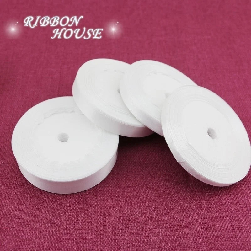 (25 yards/roll) White Single Face Satin Ribbon Wholesale Gift Wrapping Christmas ribbons