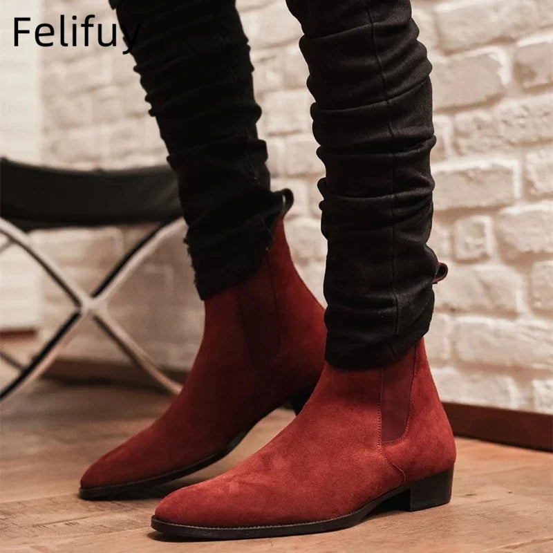 Bottines Chelsea marron, noires et rouges pour homme, bottines de cowboy, faites à la main, pointures 38 à 46