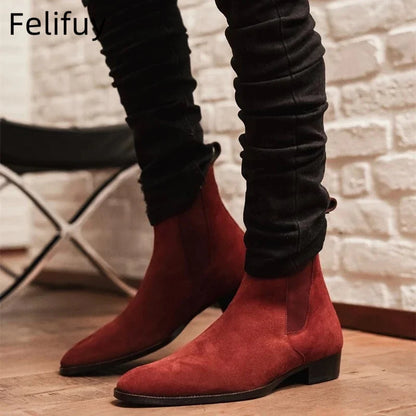 Bottines Chelsea marron, noires et rouges pour homme, bottines de cowboy, faites à la main, pointures 38 à 46