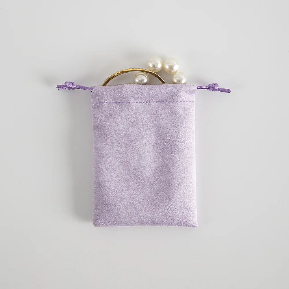 Lot de 10 pochettes en velours à cordon coulissant en flanelle grise pour bijoux, trousses de maquillage, pochettes cadeaux chics pour mariage