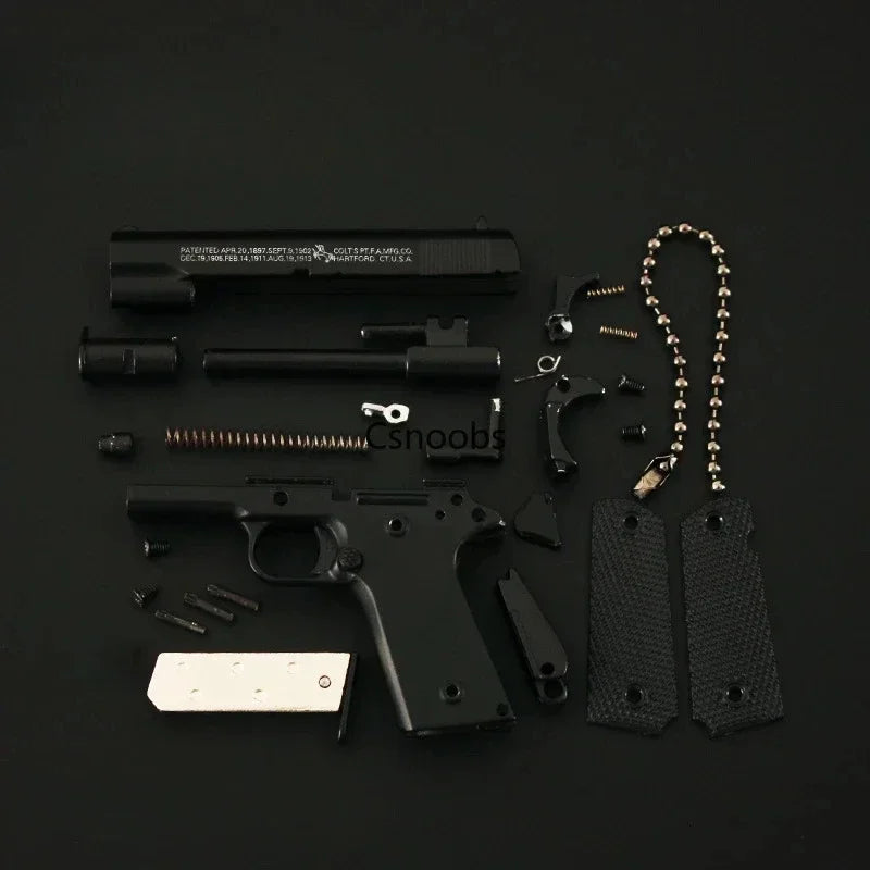 Detachable 1:3 Mini Alloy Colt 1911 Pistol Model PUBG Jedi Toy Gun Keychain Fidget Toy for Boy Collection Adults Chrismas Gift