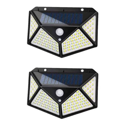 Lot de 1 à 6 lampes murales solaires à 100 LED 1800 mAh, 4 côtés lumineux, avec détecteur de mouvement, éclairage d'extérieur, idéal pour un jardin ou une cour.