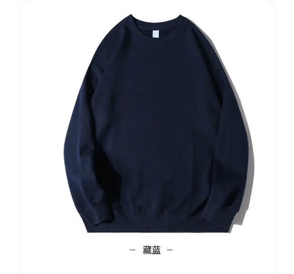 Autumn Sweatshirt Fashion Matcha Green 420g Heavy Round Neck Sweater Men's Solid Color Top Streetwear Women