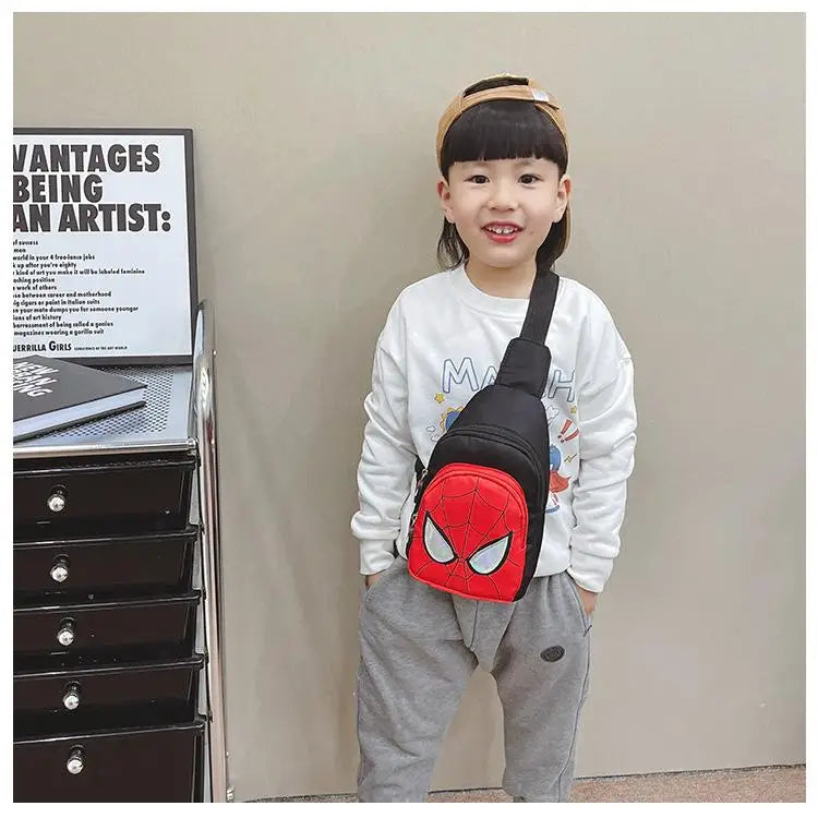 Sac bandoulière Marvel Spiderman pour enfants, sac de rangement réglable, sac à bandoulière Kawaii imprimé BD, sac de voyage léger, cadeau