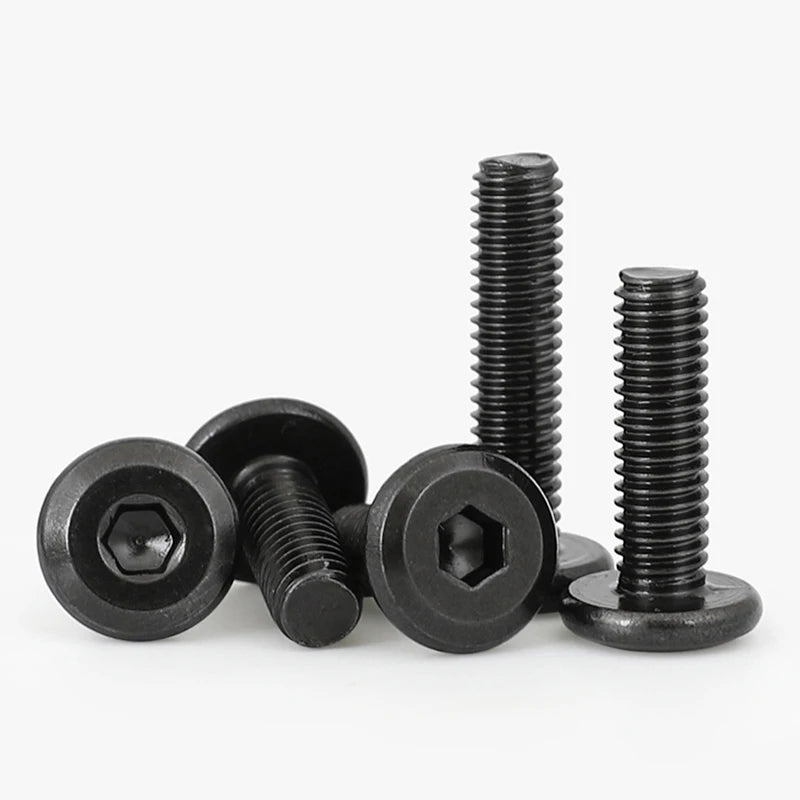 Lot de 10, 20 ou 50 vis à tête plate hexagonale à six pans creux en acier au carbone noir M3 M4 M5 M6 M8 pour meubles