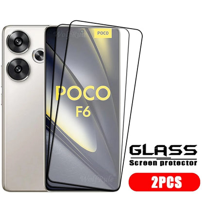 4pcs For Poco F6 Glass Poco F6 Tempered Glass Full Cover Glue Protective Film 9H HD Screen Protector Xiaomi Poco F6 PocoF6 F 6