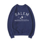 Sweat-shirt ras du cou Halloween Salem Massachusetts, pull sorcière Salem, sweat-shirt sorcière Halloween, sweat-shirt graphique pour femme