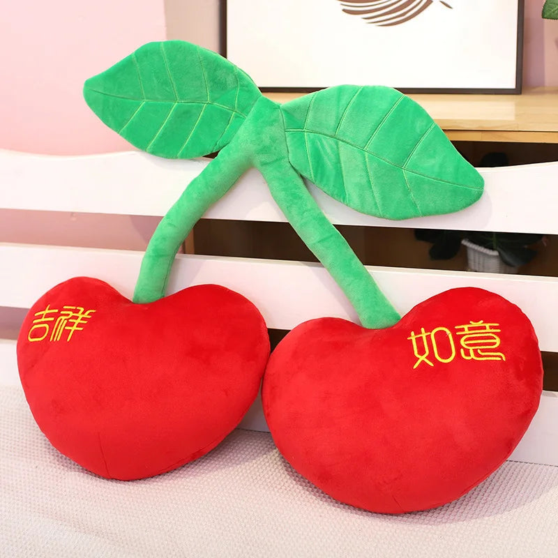 Peluche cerise dessin animé Kawaii, plantes en peluche, nourriture, cerise rouge, coussin, mignon, doux, jouets pour enfants, cadeau, décoration