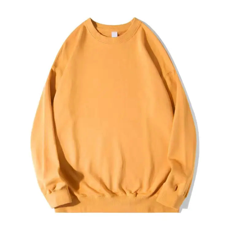 Autumn Sweatshirt Fashion Matcha Green 420g Heavy Round Neck Sweater Men's Solid Color Top Streetwear Women