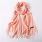Écharpe tendance pour femme, couleur unie, hijab d'hiver, pompons, long châle, style cachemire, pashmina, bandana