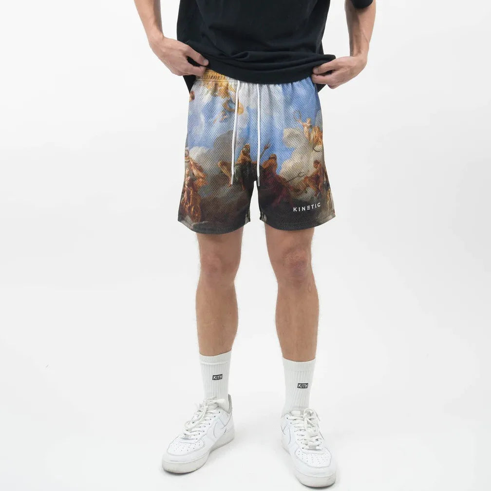 2024Summer New Digital Printing American Sports Casual Shorts Mesh Breathable and Loose Men's Short Shorts
