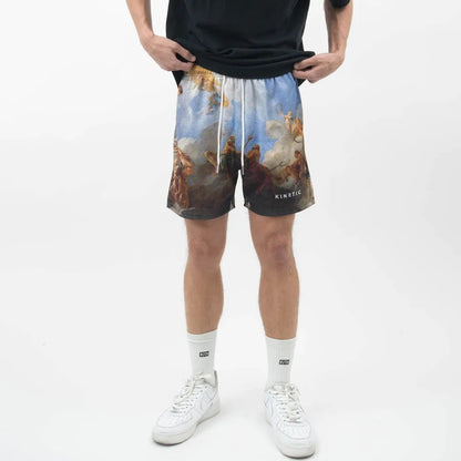 2024Summer New Digital Printing American Sports Casual Shorts Mesh Breathable and Loose Men's Short Shorts