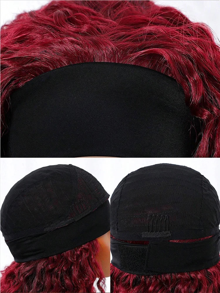 99J Burgundy Headband Wigs Human Hair Body Wave 99J Burgundy Red Wig Glueless Full Machine Made Human Hair Wigs For Women