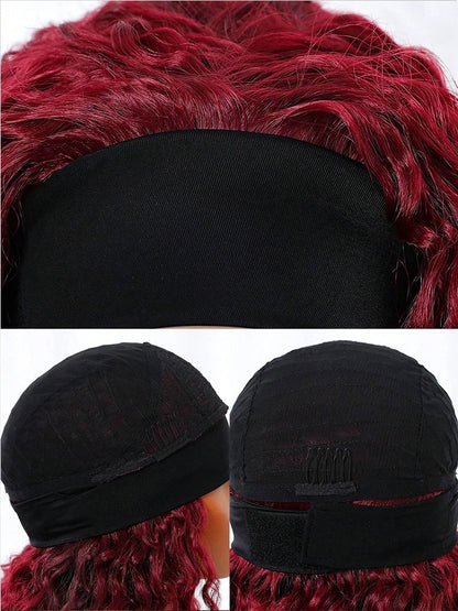 99J Burgundy Headband Wigs Human Hair Body Wave 99J Burgundy Red Wig Glueless Full Machine Made Human Hair Wigs For Women
