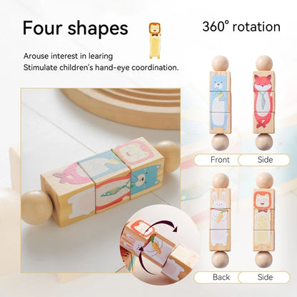 1pc Baby Wooden Rattle Toys Rotating Animal Matching Newborn Soothing Toy 0 12 Months Rotating Puzzle Montessori Toys for Babys
