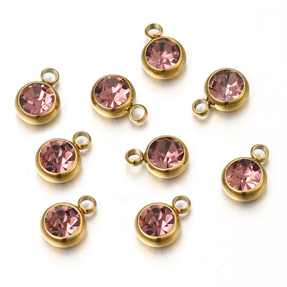 Lot de 20 breloques en acier inoxydable avec strass transparents et cristaux transparents pour la fabrication de bijoux, colliers, bracelets et autres accessoires.
