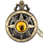 Exquisite Emerald-green Stone Bronze Case Quartz Pocket Watch Simple White Dial Chain Clock Necklace Pendant Watch for Men Women