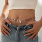 Chaîne de taille bohème d'été, pendentif en forme d'étoile de mer, coquillage, lien de taille ajouré, chaîne de corps pour bikini de plage pour femmes