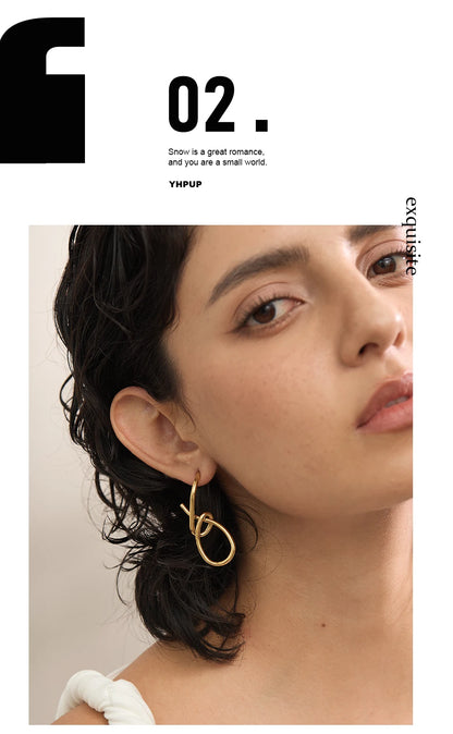 Yhpup Personalized Stainless Steel Geometric Big Drop Unusual Earrings for Women Rust Proof Texture Statement Party Jewelry