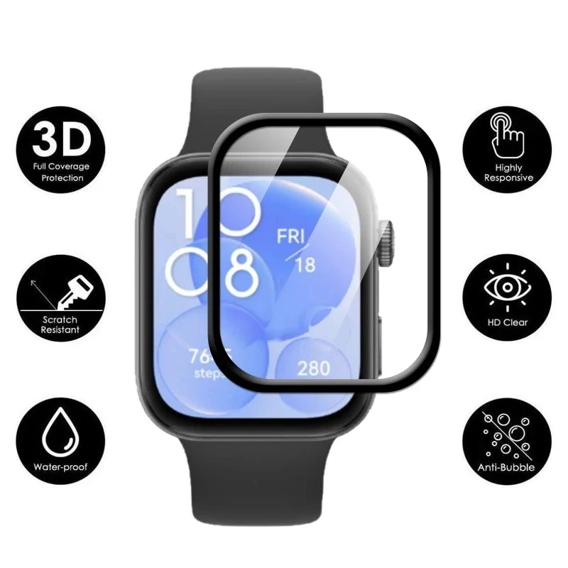 1-3Pcs 9D Curved Film For Huawei Watch fit3 SmartWatch Screen Protector Not Glass Huawey Watch Fit 3 Watchfit3 Full Cover Films