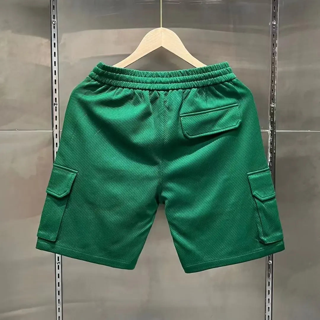 Summer Men's Casual Shorts Korean High-quality Green Twill Shorts Letter Embroidered Sports Pants Fashion Men's Clothing 2023