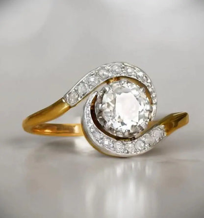 Bagues exquises en zircone de forme ronde incrustée de couleur or pour femmes, bijoux de soirée, nouvelle tendance 2024
