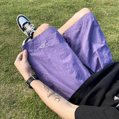 Pantalons courts pour hommes, pantalons décontractés d'été, pantalons à cordon de serrage, salopettes coréennes simples et polyvalentes, pantalons amples tendance pour hommes