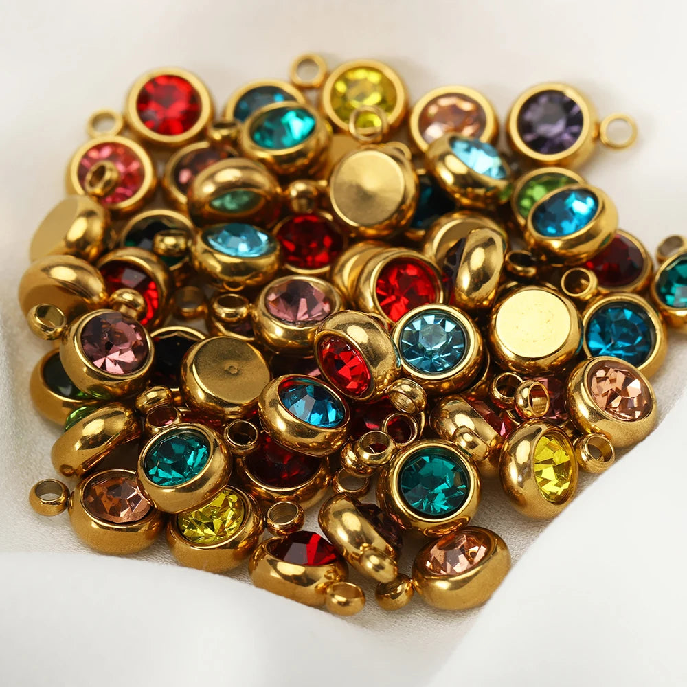 Lot de 20 breloques en acier inoxydable avec strass transparents et cristaux transparents pour la fabrication de bijoux, colliers, bracelets et autres accessoires.