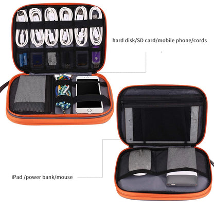 Organiseur électronique, organiseur de câbles de voyage, sac double couche pour accessoires électroniques, pour tablette 7,9", clé USB, cordons, noir