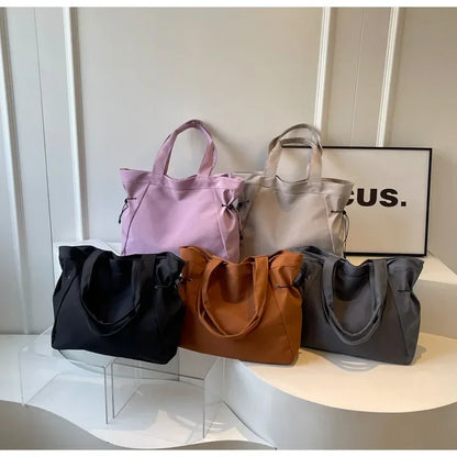 Sac fourre-tout décontracté de grande capacité, sac de voyage simple pour femme, grand sac à bandoulière, sacs à main esthétiques, sac fourre-tout à cordon