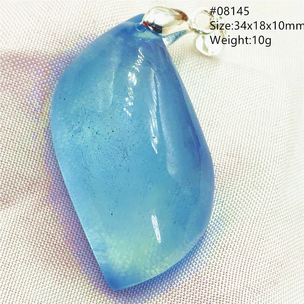 Natural Blue Aquamarine Pendant Clear Water Drop Women Men Brazil Aquamarine Crystal Necklace Jewelry AAAAA
