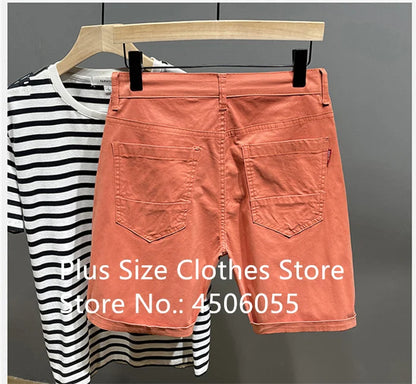 Cotton Shorts Men Summer Plus Size 46 44 42 40 Loose Thin Stretched Black Beige Students Blue Casual Half Trousers Streetwear