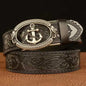 Genuine leather belts men's belt, personalized punk fashion, carved high-end fashion luxury brand belts for women