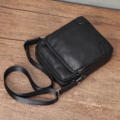 Sac à bandoulière en cuir véritable naturel pour homme, sacoche à rabat en cuir souple, petit sac à bandoulière pour homme, sacoche en cuir de vachette première couche