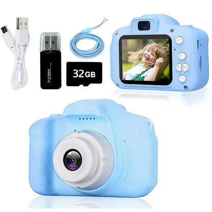 Kid Mini Camera 1080P Cartoon Selfie Toddler Digital Video Camera Toys With 32G SD Card for Boys/Girls Christmas Birthday Gifts